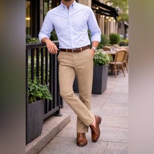 Peter Millar Khaki Chino Pants Men’s 35x28 Flat Front Casual Golf